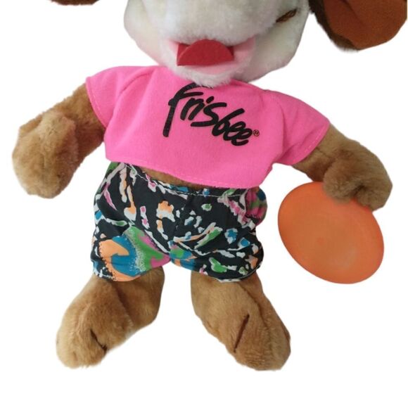 Frisbee Dog Stuffed Animal Plush Neon Promotional Pmi Toys Kransco Wham O 1991. - Picture 7 of 16
